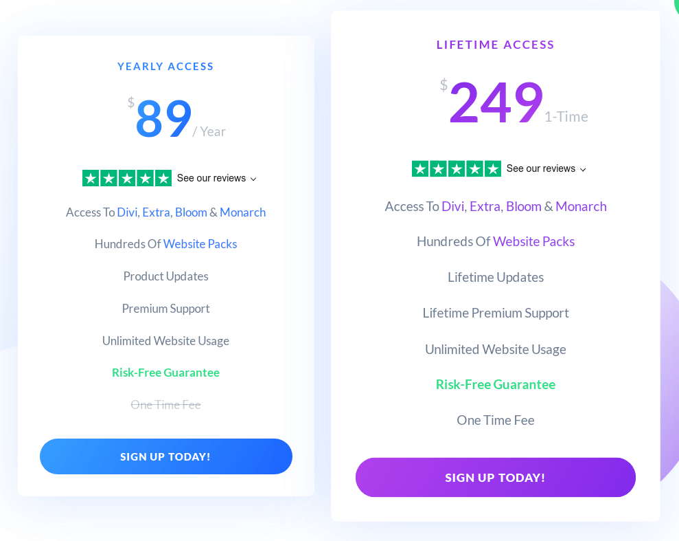 Divi theme price plan